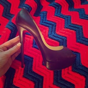 Christian Louboutin Purple Sky High Peep Toe Heels